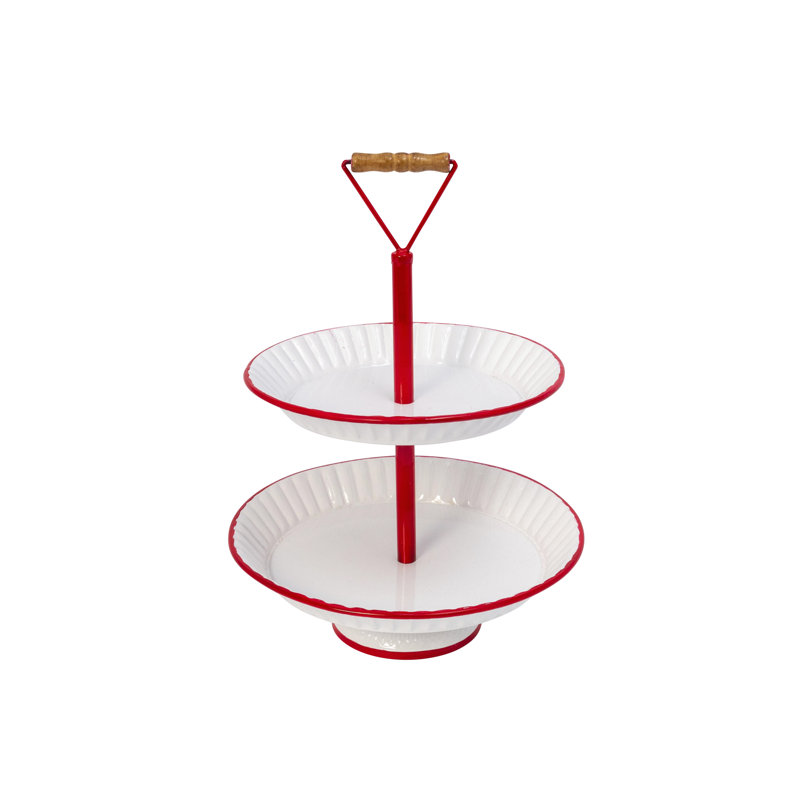 19.3 in. Metal Two Tiered Serving Tray