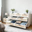 Commode 7 tiroirs en rotin, 7 tiroirs 55 po avec poignées en métal et base en bois robuste pour chambre à coucher de chambre d'enfant-1284689997