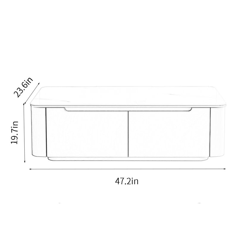 Modern simple coffee table, Gray, 19.7" H x 47.2" L x 23.6" W