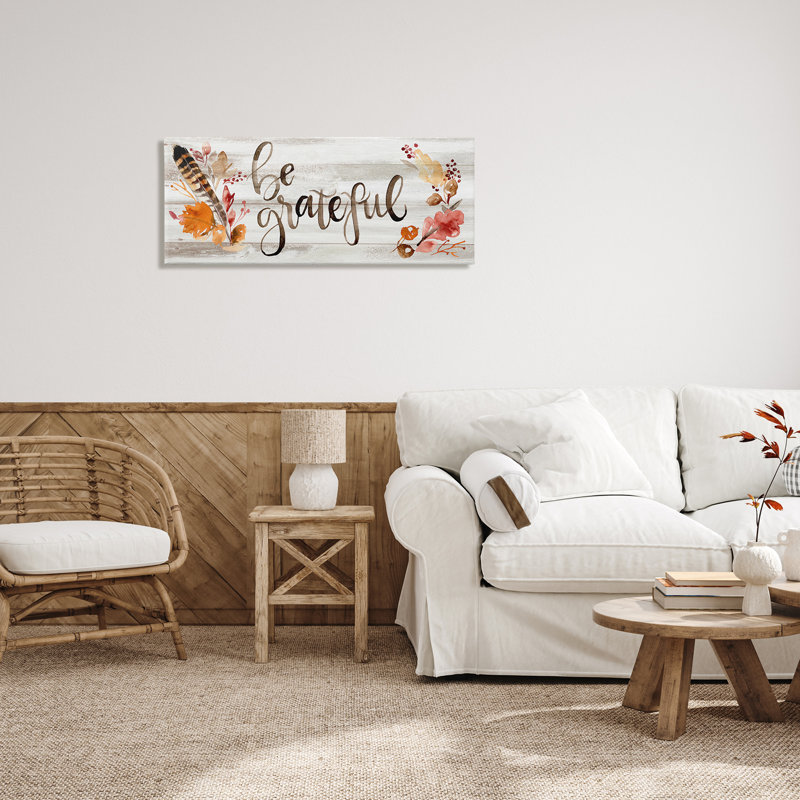 Be Be Grateful Boho Calligraphy, Toile tendue, H 17 po x l 40 po x P 1,5 po