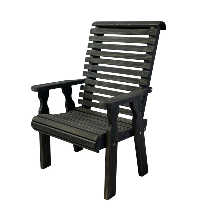Chaise de patio robuste à haut dossier et à dossier roulé 600 lb, Teinture noire semi-solide