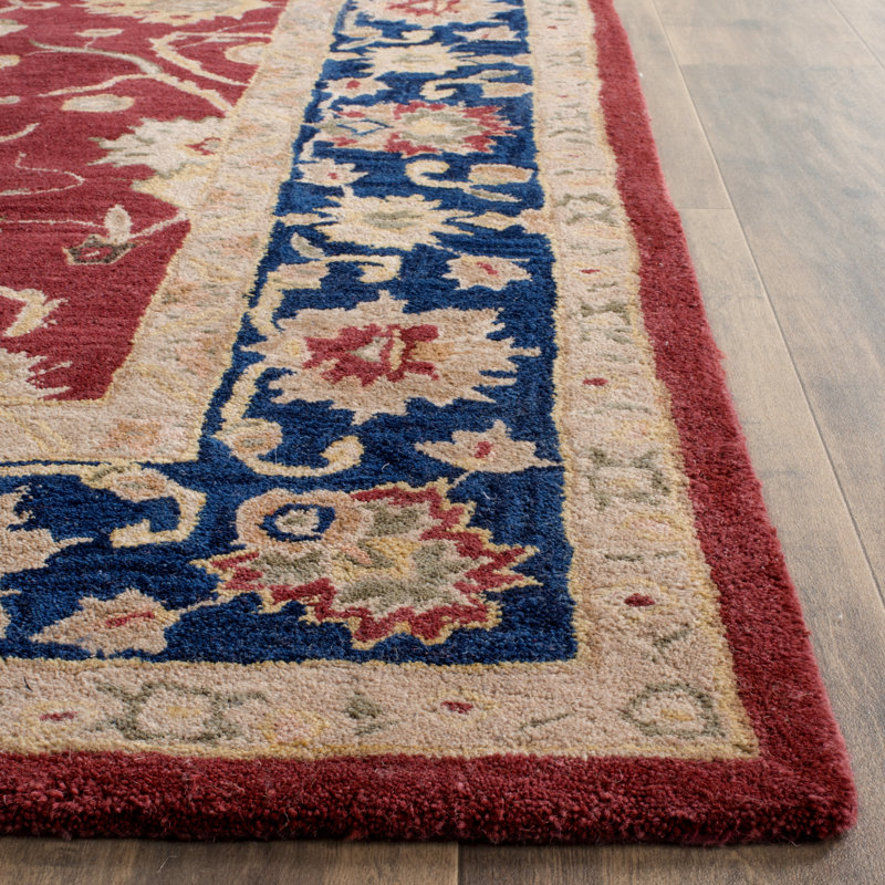 Tapis rouge / bleu / beige en laine touffeté à la main Tingley, Rectangle 6 pi x 9 pi