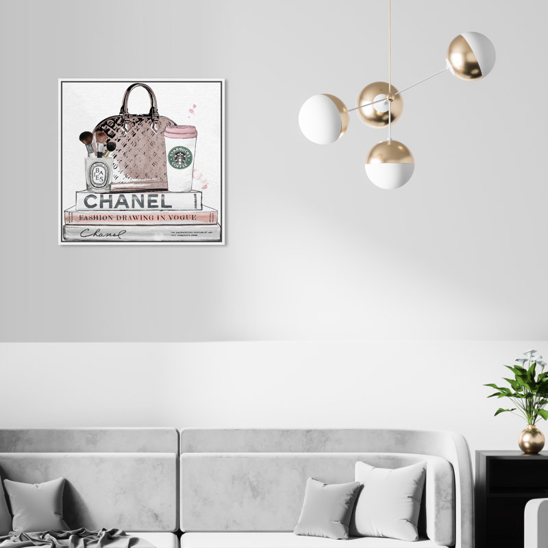 «Blush and Make Up Brush», impression sur toile, Cadre blanc, H 30 po x l 30 po