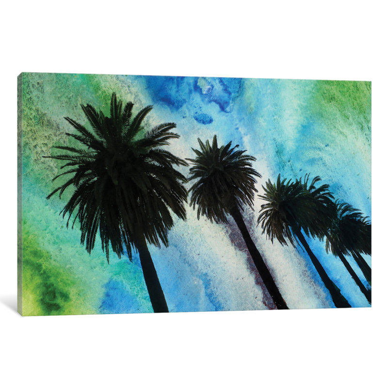 «Santa Monica Palms» par Irena Orlov - reproduction, H 40 po x l 60 po x P 1,5 po, Toile tendue, Pas de tapis