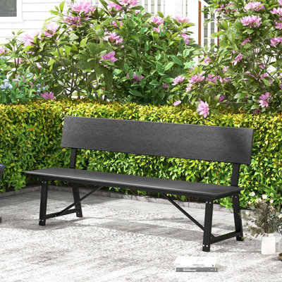1PC Patio 4-Person Bench 72” Extra Long Bench w/ All-Weather HDPE Seat & Back by Hokku Designs