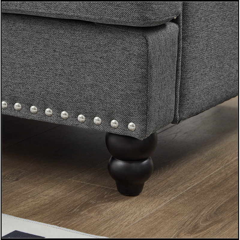 Canapé 3 places moderne de style classique avec clous, Gris