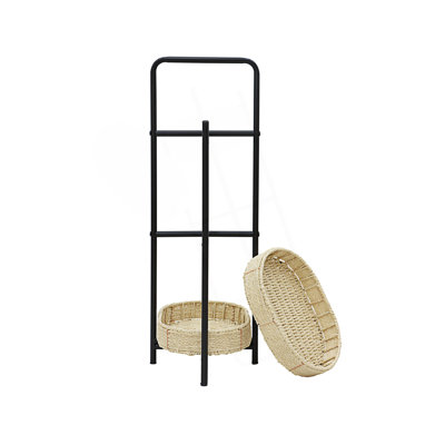 3 Tiers Tray Table, Paper Rope Woven Side Table