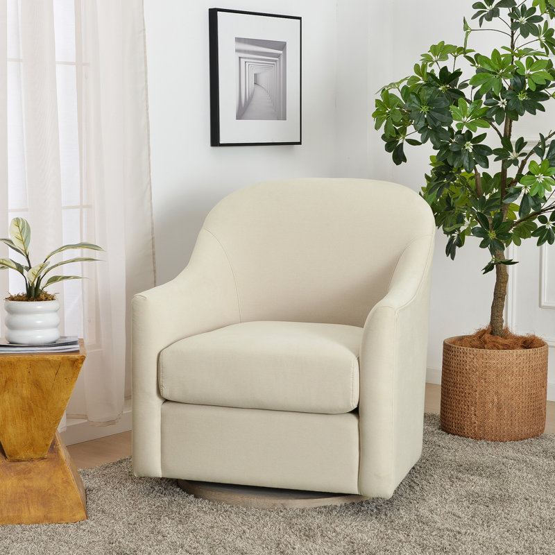 30" Wide Upholstered Swivel Nursery Glider Armchair, Beige