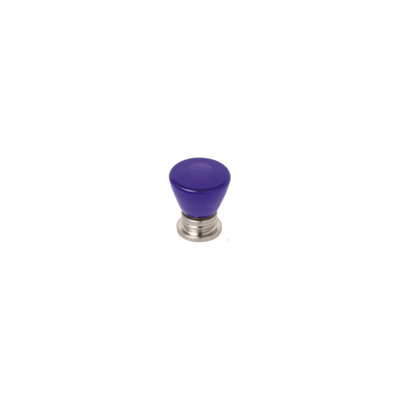 (Paquet de 5) Poignée moderne de 1-1 / 4 po, Nickel satiné / bleu
