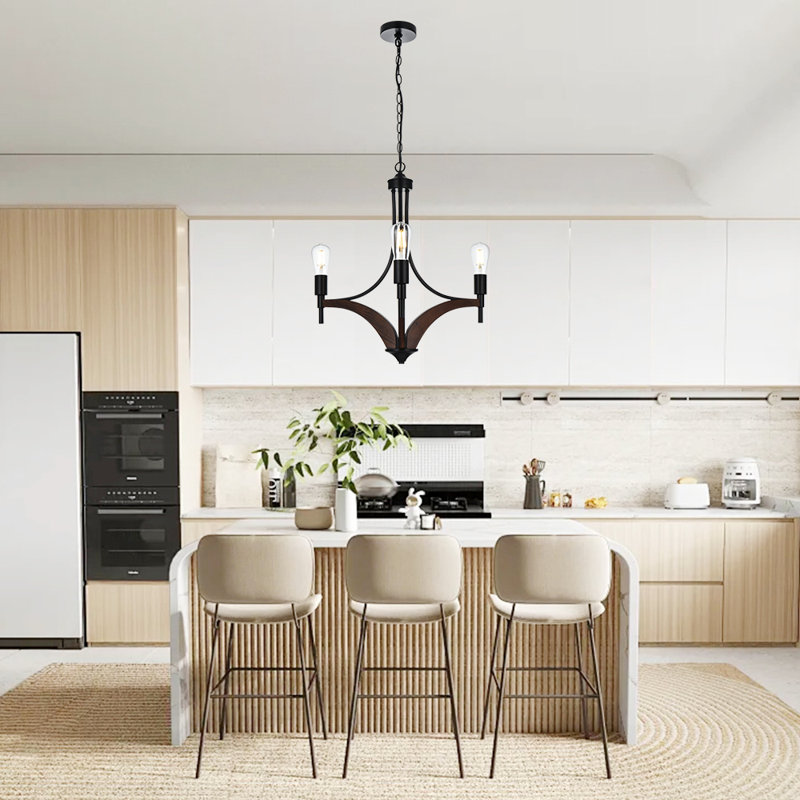 Luminaires suspendus traditionnels à 3 lumières de style campagnard avec lustres de style campagnard et luminaire suspendu pour îlot de cuisine