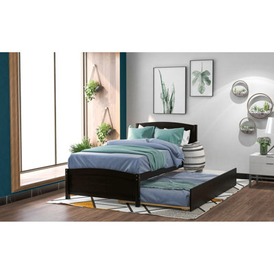Lit plateforme simple en bois de style moderne espresso pour la famille