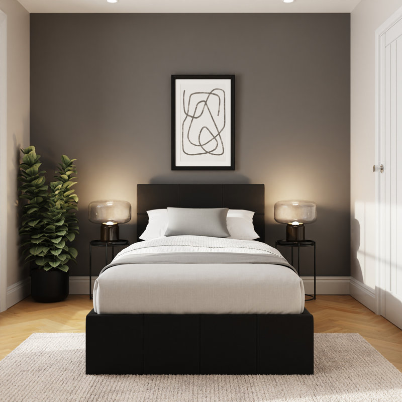 Basso Upholstered Ottoman Storage Bed, Black, Single (3')