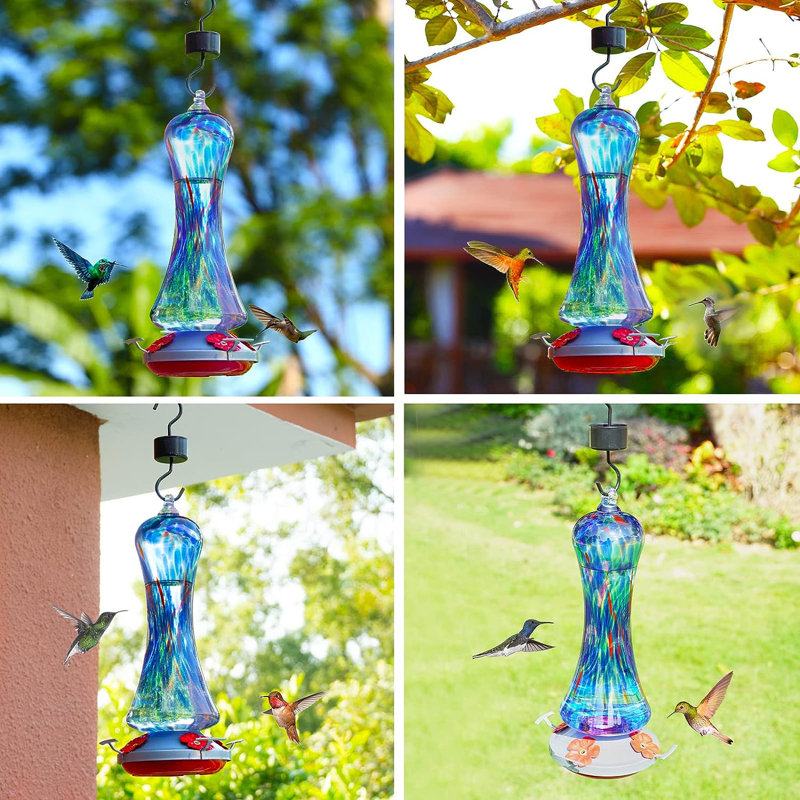 Olibia Glass Hanging Hummingbird Feeder