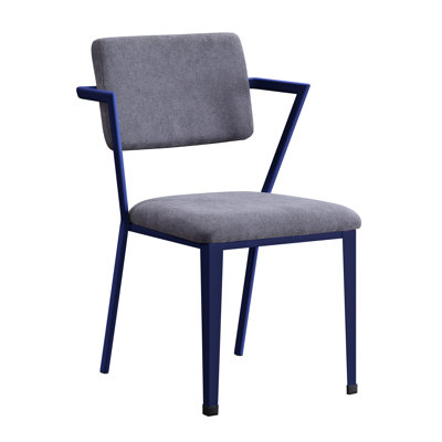 Industrial Cargo Gray Fabric Office Chair In Blue Tinge Finish Nuance, High Back, Stationary Seat, Padded Cushion, Metal Leg & Frame, No Storage Run Into Over Here Enhanced Finish, Across