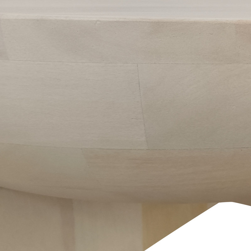Balais 32 Inch Coffee Table, Mango Wood Drum Top, Classic Washed White