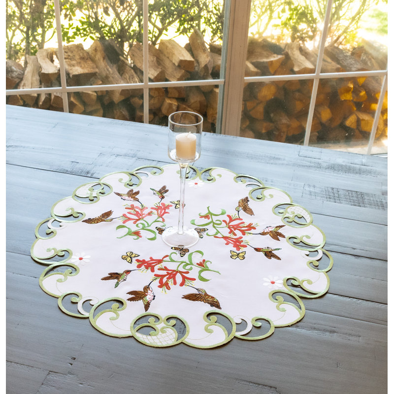 Decorative Round Table Topper With Hummingbirds (23" Round)
