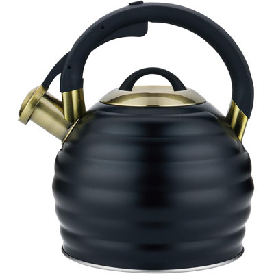 Stainless Steel Whistling Tea Kettle with 5-Layer Base, One-Hand Trigger Operation, Stovetop & Induction Compatible