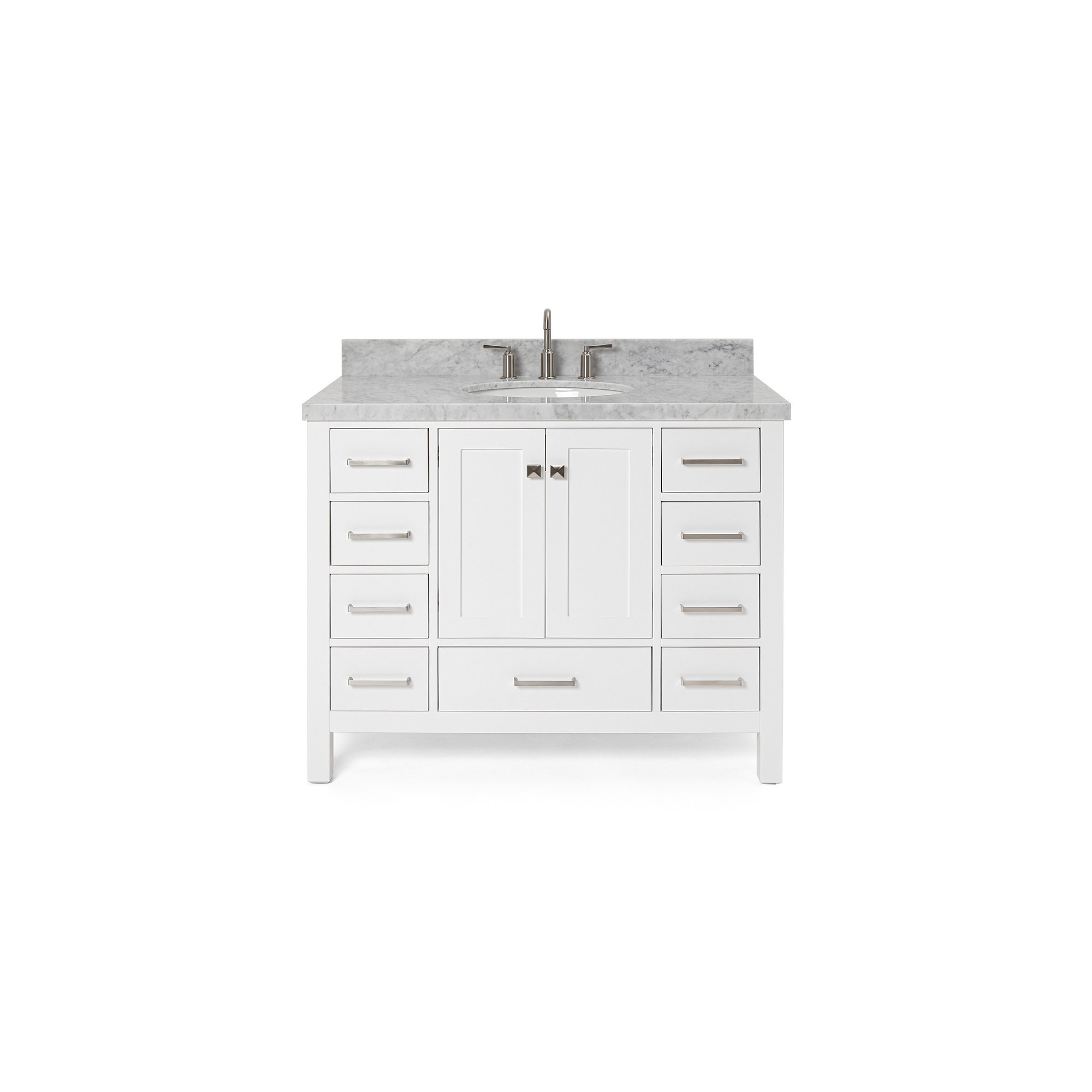 Cambridge 43'' Single Bathroom Vanity, White / Brushed Nickel