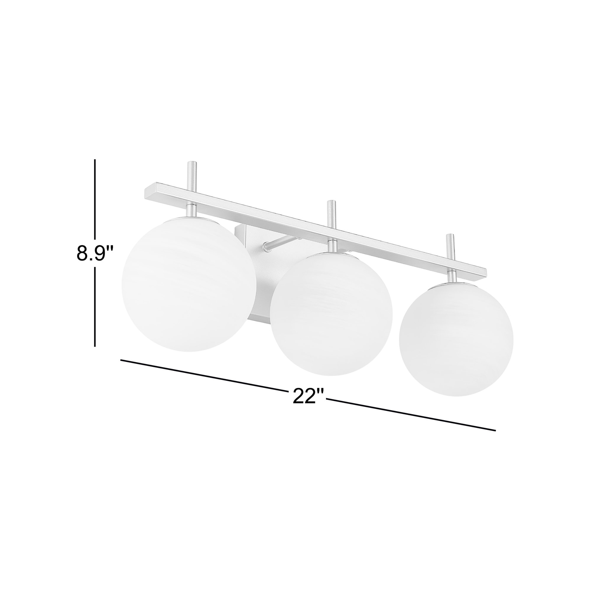 Bathroom Vanity Light With Round Shape Cloud Glass Shade, 3, Chrome
