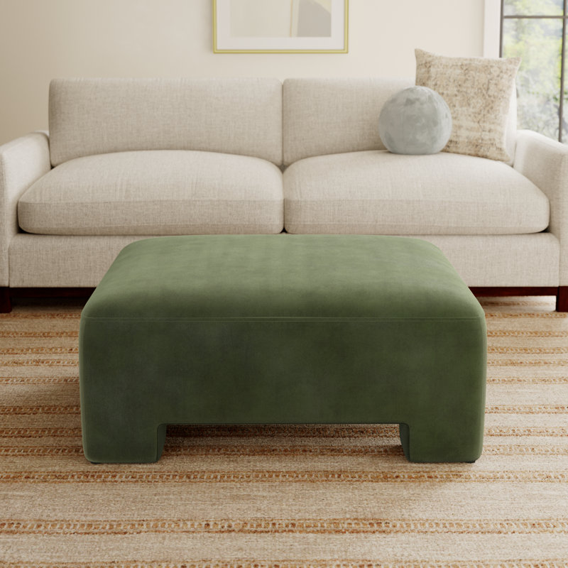 Anya Oversized Upholstered Ottoman, Falkirk Military Green Velvet
