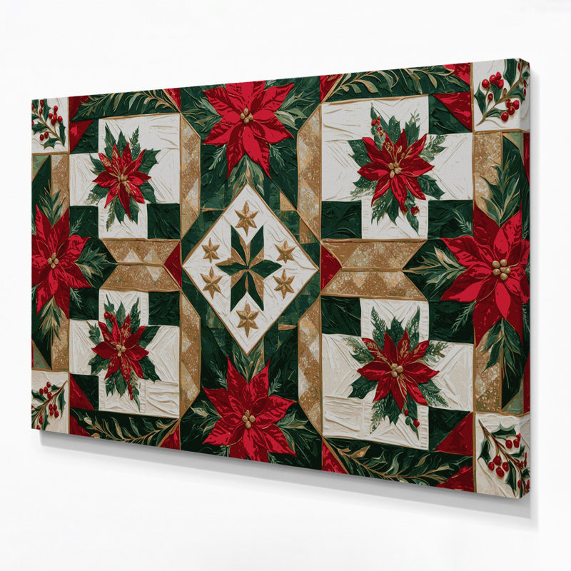 Christmas Christmas Quilts Brown Canvas Wall Art, 20" H x 30" W