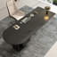 Bureau en bois massif noir + demi-cercle transparent + acier + acrylique avec 2 tiroirs-448856689-448856702