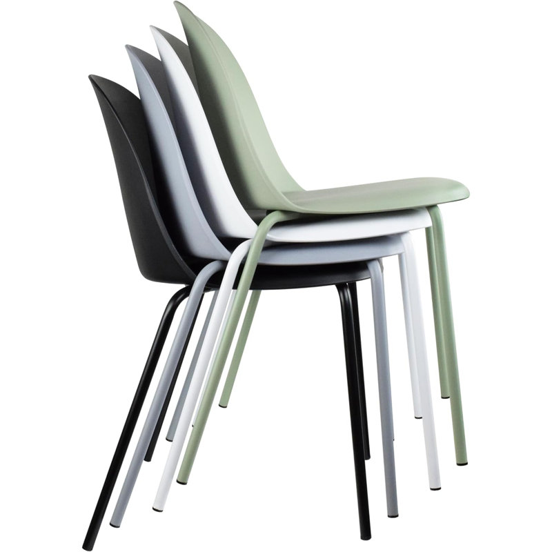 Annunziata Dining Chairs - Modern Stackable Plastic Chairs with Chrome Metal Legs & Solid Back - Set of 4 Kitchen & Dining Room Chairs, Beige