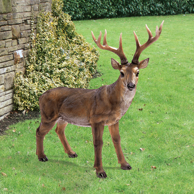 Large Brown Resin Buck Deer Garden Statue