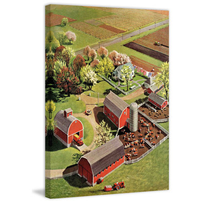 Red Barns - Wrapped Canvas Print