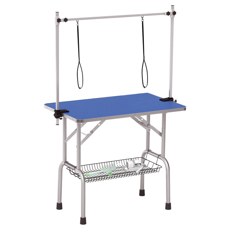 36-Inch Adjustable Dog Grooming Table With Arm, Noose, And Mesh Tray