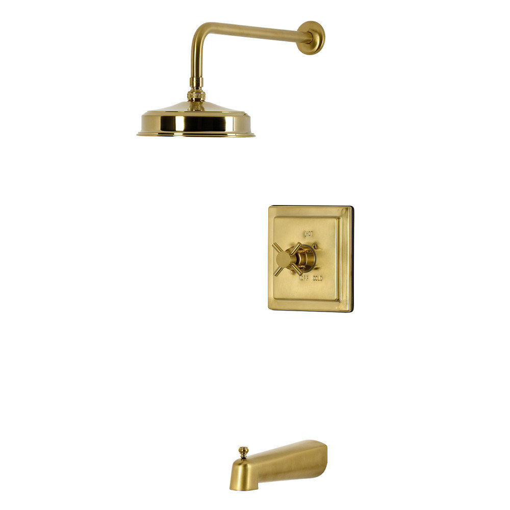 Kingston Brass Concord Single-Handle Pressure Balanced Tub and Shower Faucet, Brushed Brass