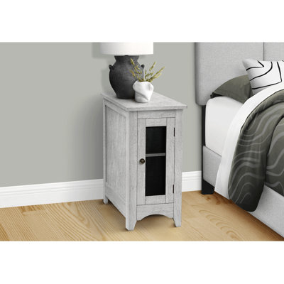 Table d'appoint, table de bout, table d'appoint, étroite, table de chevet, chambre à coucher, lampe, rangement, placage, transitionnel