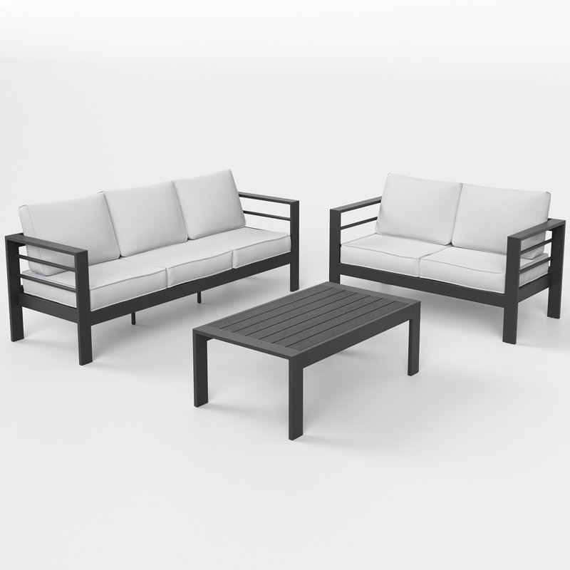 5 - Person Patio Conversation Set with Cushions, Light Gray, Charcoal Gray