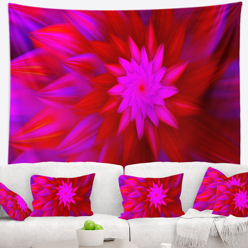 Tapisserie floral rose de fleurs brillantes, H 32 po x l 39 po