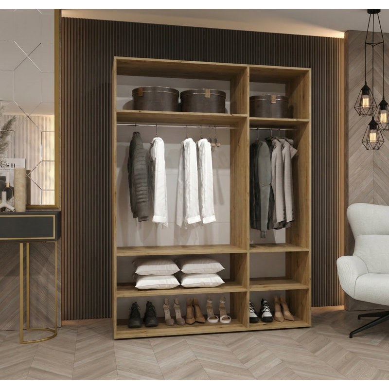 Manufactured Wood Wardrobe, artisan oak + handles: cashmere