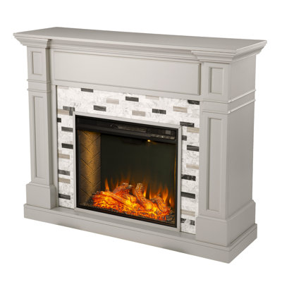 Birkover Criss Cross Fireplace w/ Marble Mantle