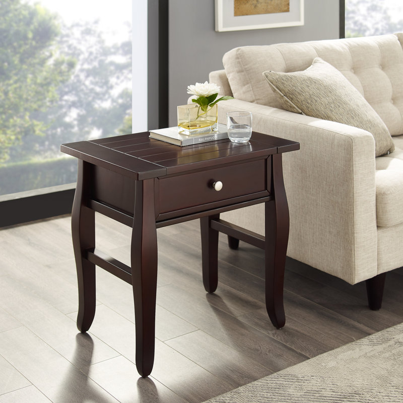 Table de bout en bois massif avec rangement Finleyville, Espresso