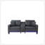 Ensemble de canapé-lit en tissu de PVC noir avec lumières DEL, chargeur USB, console de rangement, porte-gobelets, coussins capitonnés