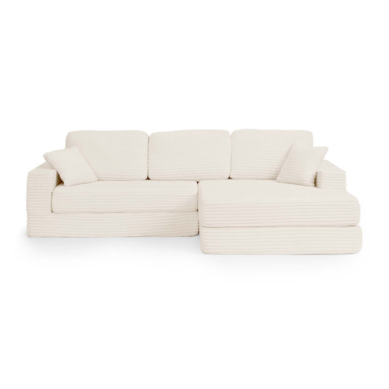Right sofa seat,L shape Modular Sectional Sofa, Compressed Sectional Sofa Modern Minimalist Style Corduroy Couch,Unfold into a bed, Bedroom, Comfy Compressed Sofa Couch Space-Efficient Design