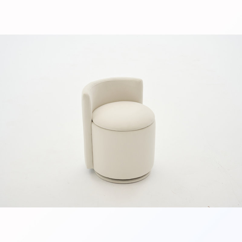 Chaise d'appoint rembourrée pivotante avec dossier incurvé, Beige Velvet