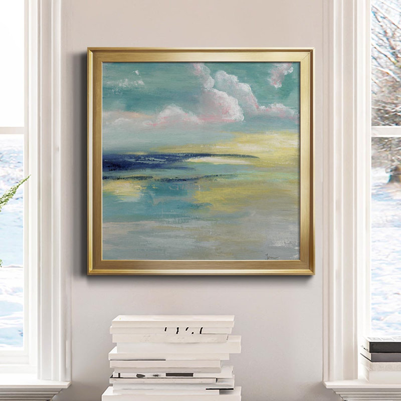 " Ocean View " Painting Print, 28" H x 28" W x 1" D, Gold