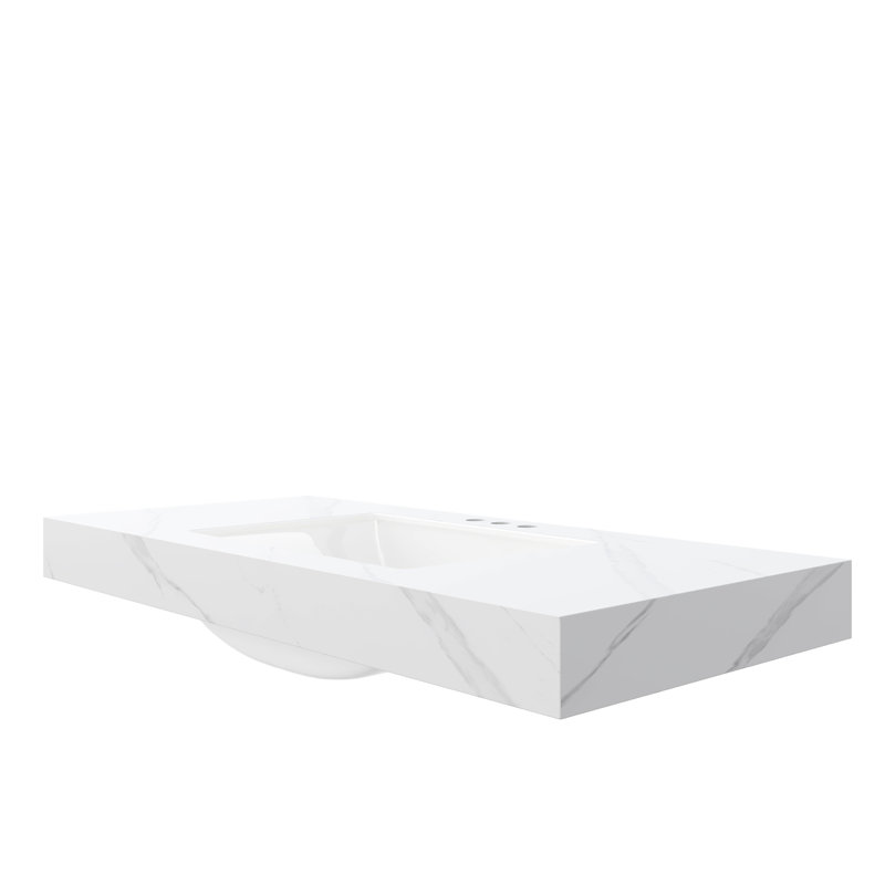 Lavabo sous-comptoir en céramique blanc fritté blanc, Centres de 4 po