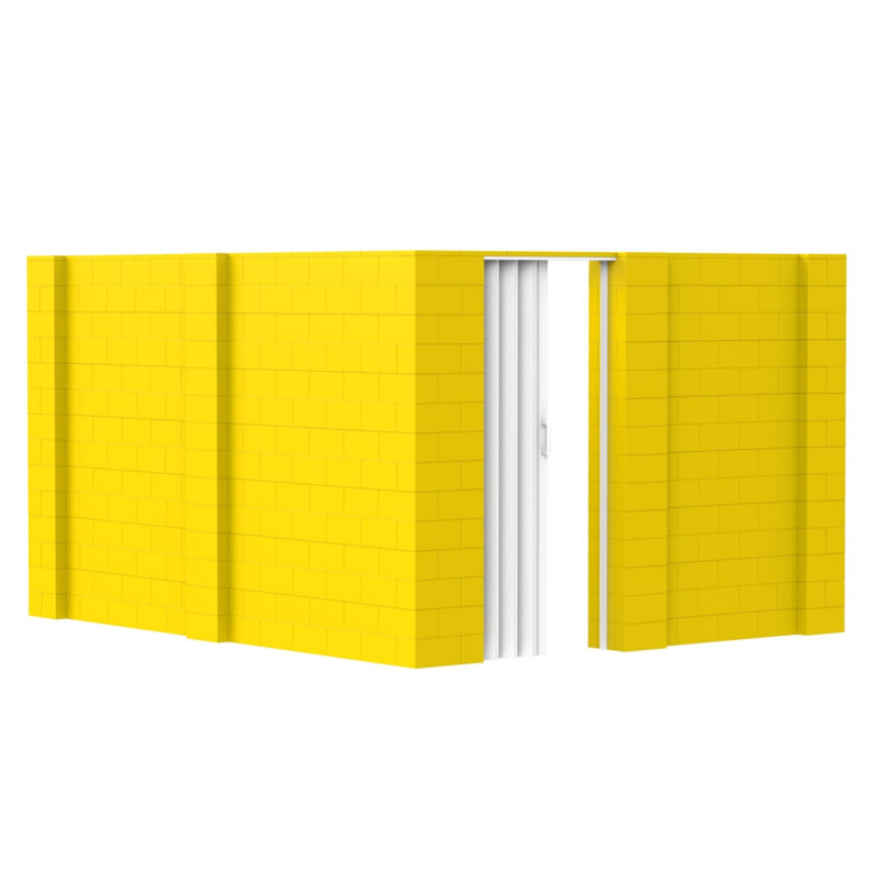 Ensemble mural en forme de L avec porte Everblock, H 144 po x L 120 po, Jaune