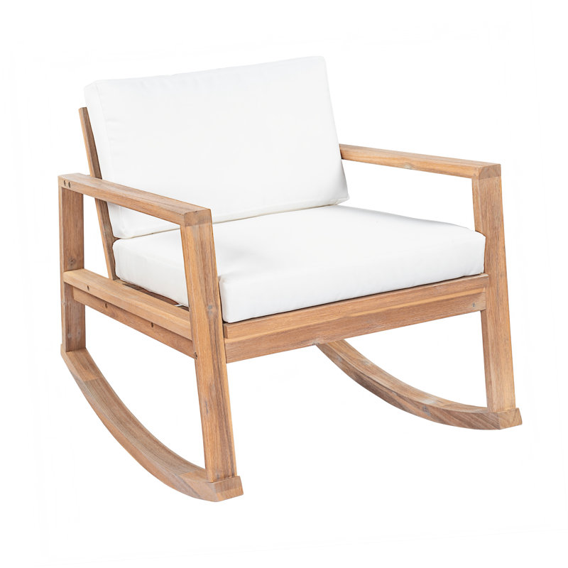 Chaise berçante d'extérieur en bois d'acacia Elira, 2