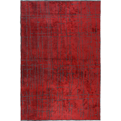 Rapture Plaid Area Rug in Red/Gray