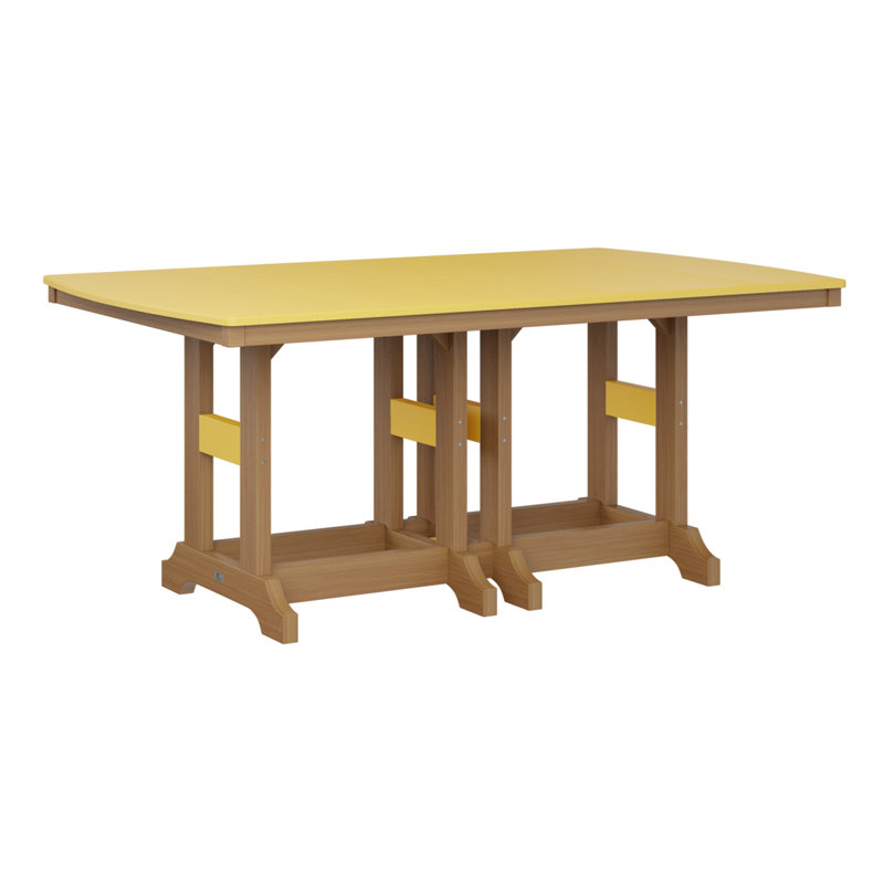 Table de bar rectangulaire Berlin Garden Garden Classic, H 39,5 po x l 72 po x P 44 po, Jaune soleil levant, Teck naturel