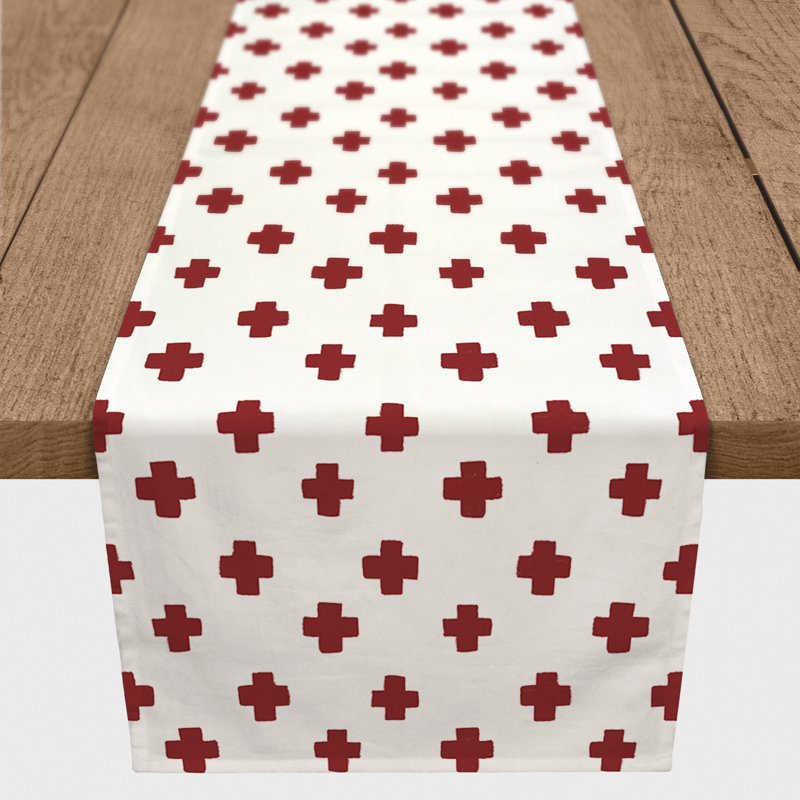 Geometric Table Runner, Red, 90" x 16"