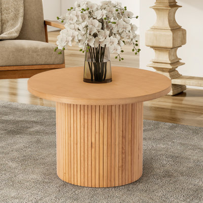 Pedestal Wood Round Coffee Table
