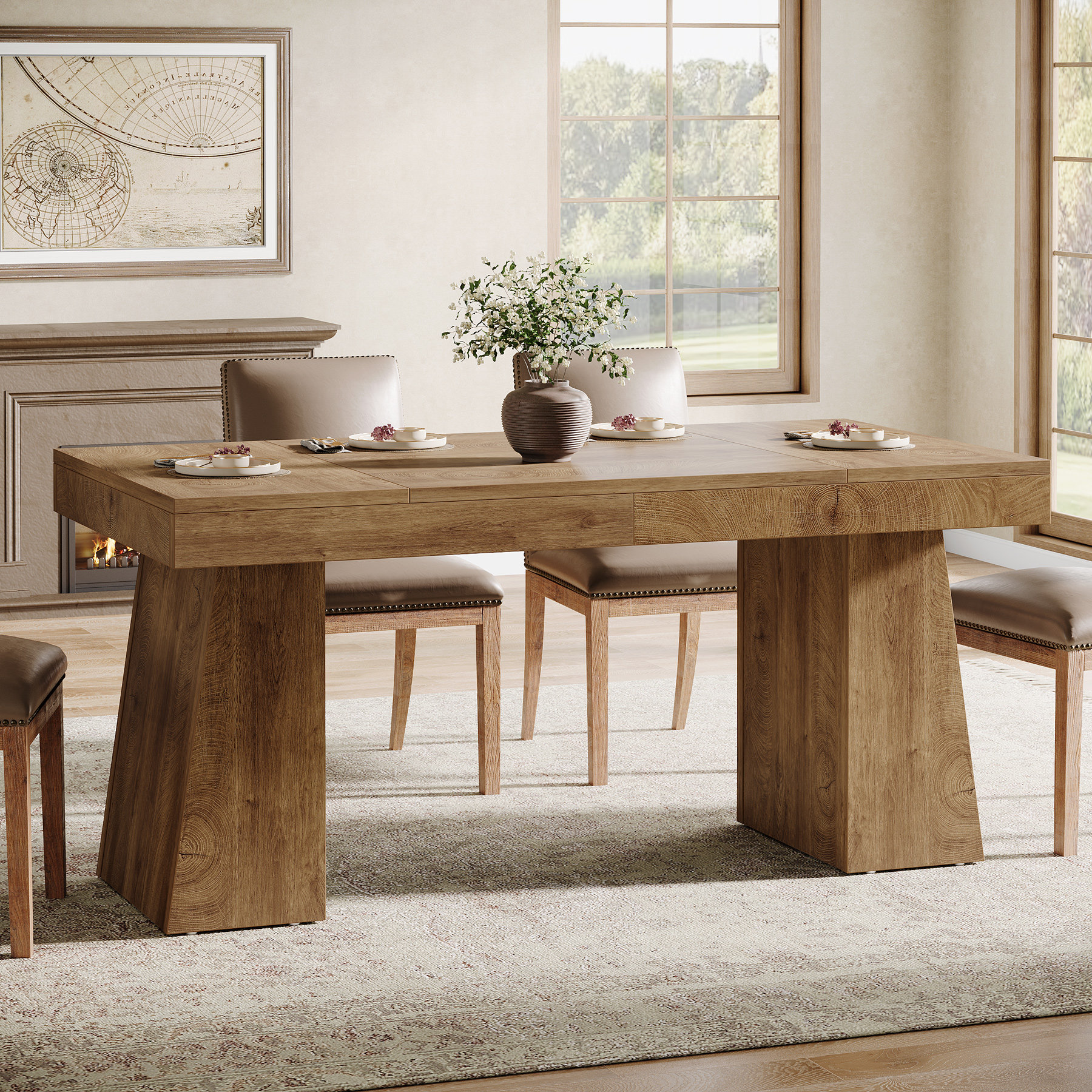 Millwood Pines 55-Inch Wood Dining Table for 4-6 & Reviews | Wayfair