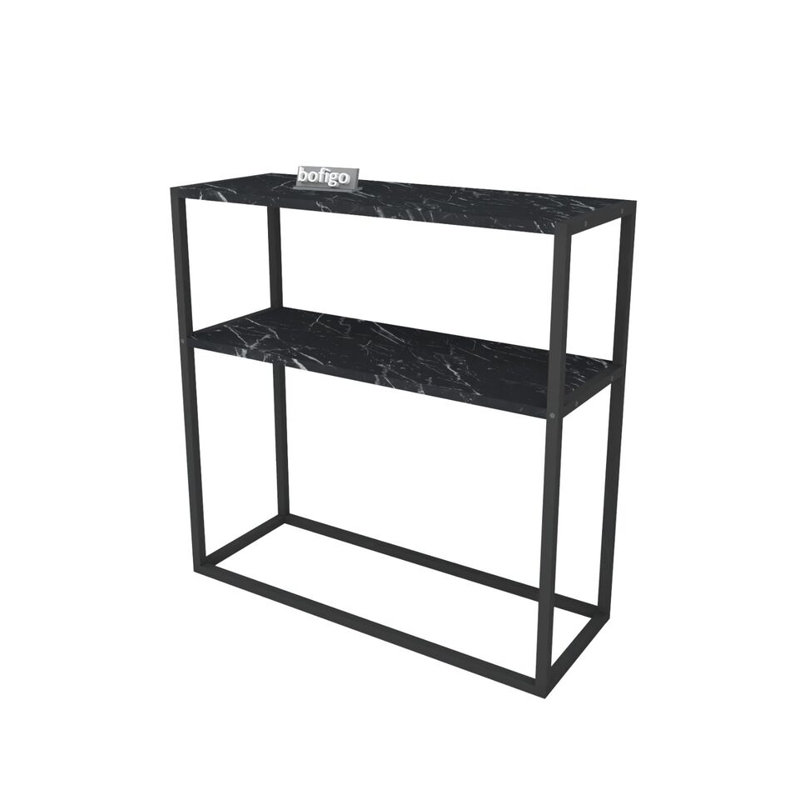 Aigar 90cm Solid Wood Top Console Table, Black/Black